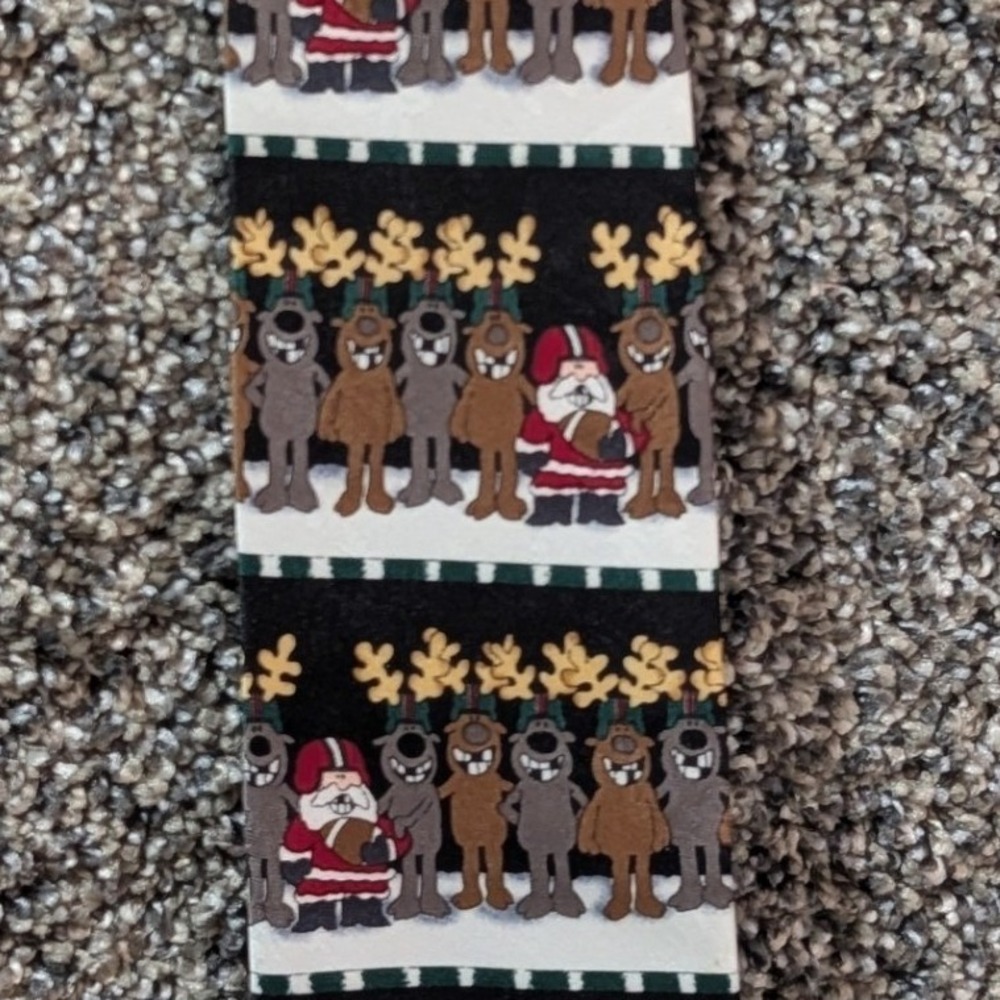 American Greetings Boys Christmas Clip On Tie Santa Reindeer Football 13.5"